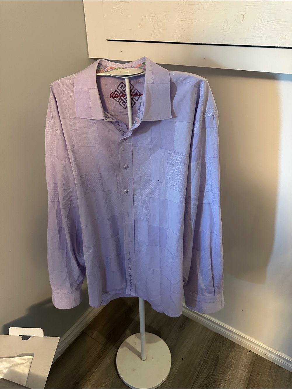 Robert Graham size 3XL Lavender Check-Pattern Men's Button-Up Shirt
